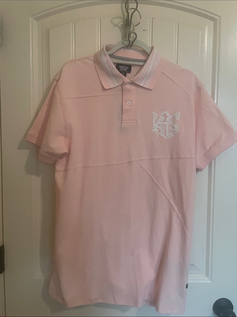 Hustle Gang Men’s Light Pink Polo with Chest Emblem